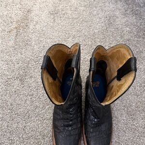 Justin Boots Black Textured Leather Western Boots